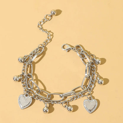 Elegant Peach Heart Charm Bracelet