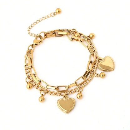 Elegant Peach Heart Charm Bracelet