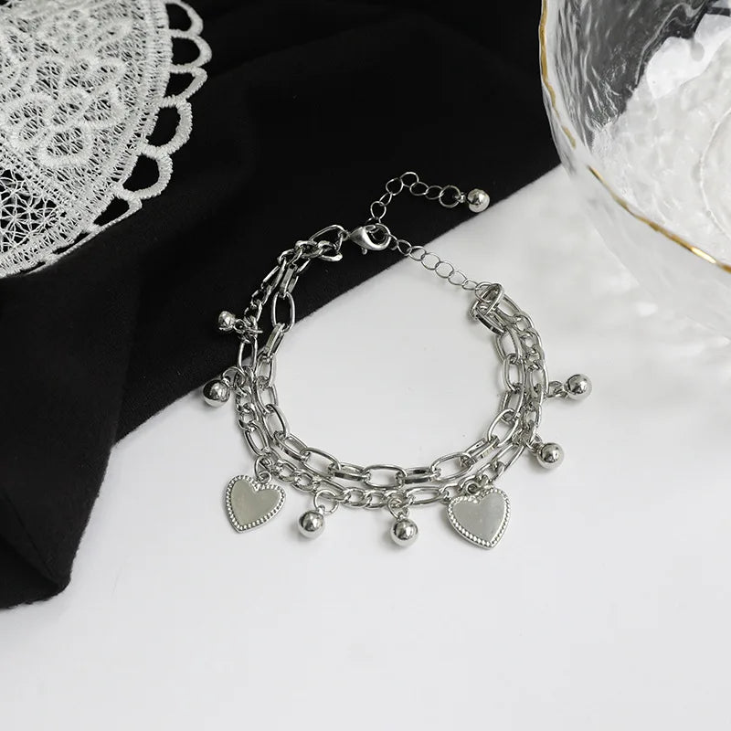 Elegant Peach Heart Charm Bracelet