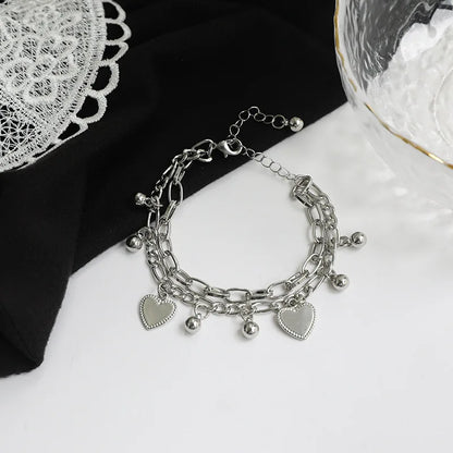 Elegant Peach Heart Charm Bracelet