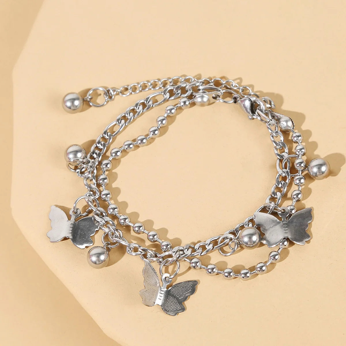 Elegant Peach Heart Charm Bracelet