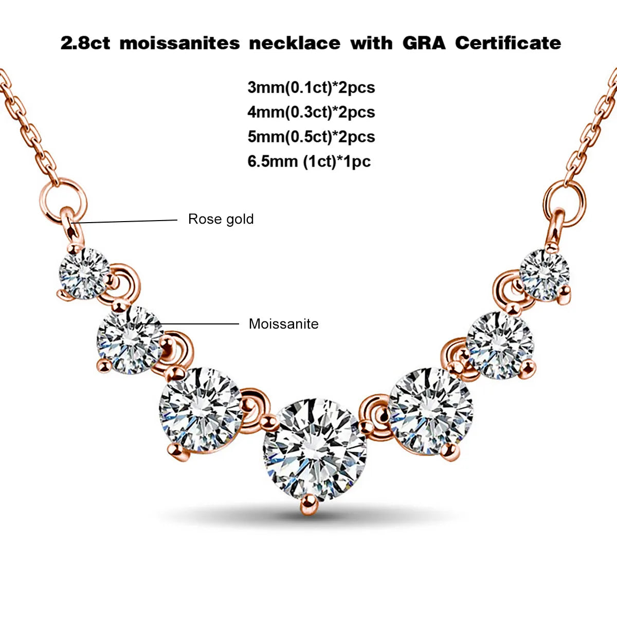 Luxury 7 Stone Moissanite Necklace