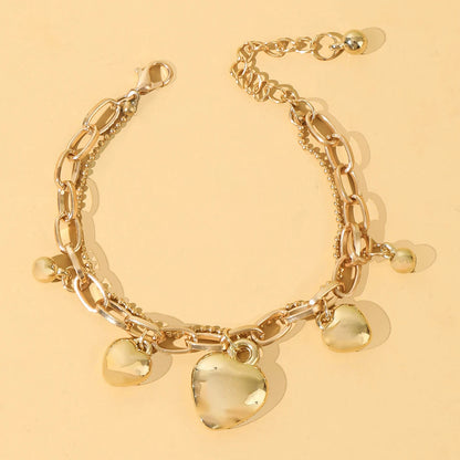 Elegant Peach Heart Charm Bracelet
