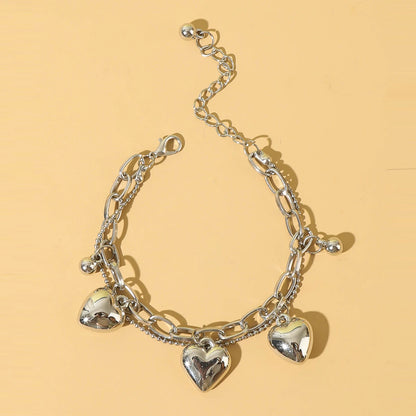 Elegant Peach Heart Charm Bracelet