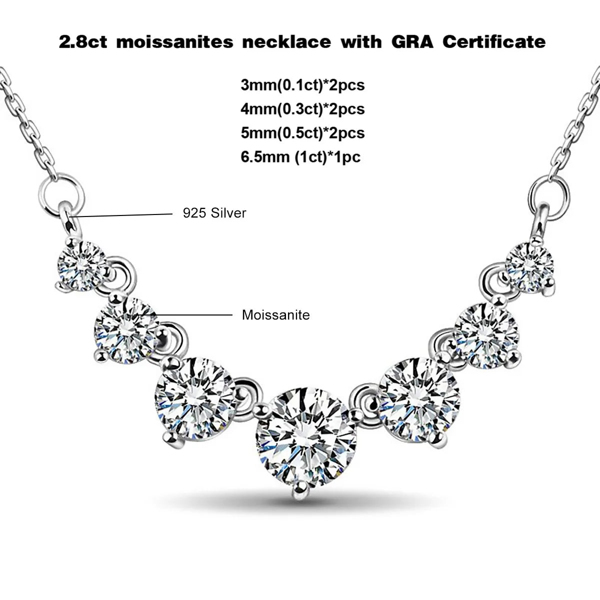 Luxury 7 Stone Moissanite Necklace