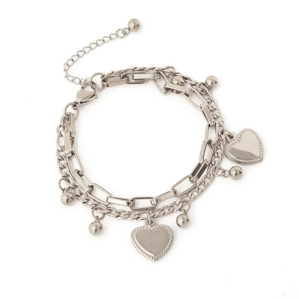 Elegant Peach Heart Charm Bracelet