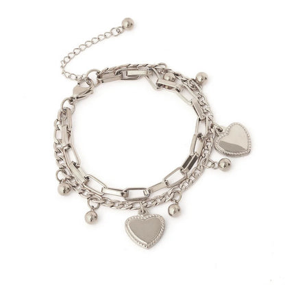 Elegant Peach Heart Charm Bracelet