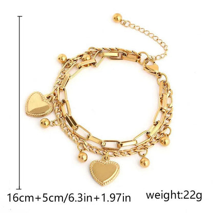 Elegant Peach Heart Charm Bracelet